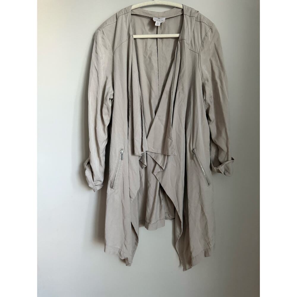 Elaine Rose Lagenlook Tan Open-Front Jacket Size XL‎ Coastal Lightweight Neutral